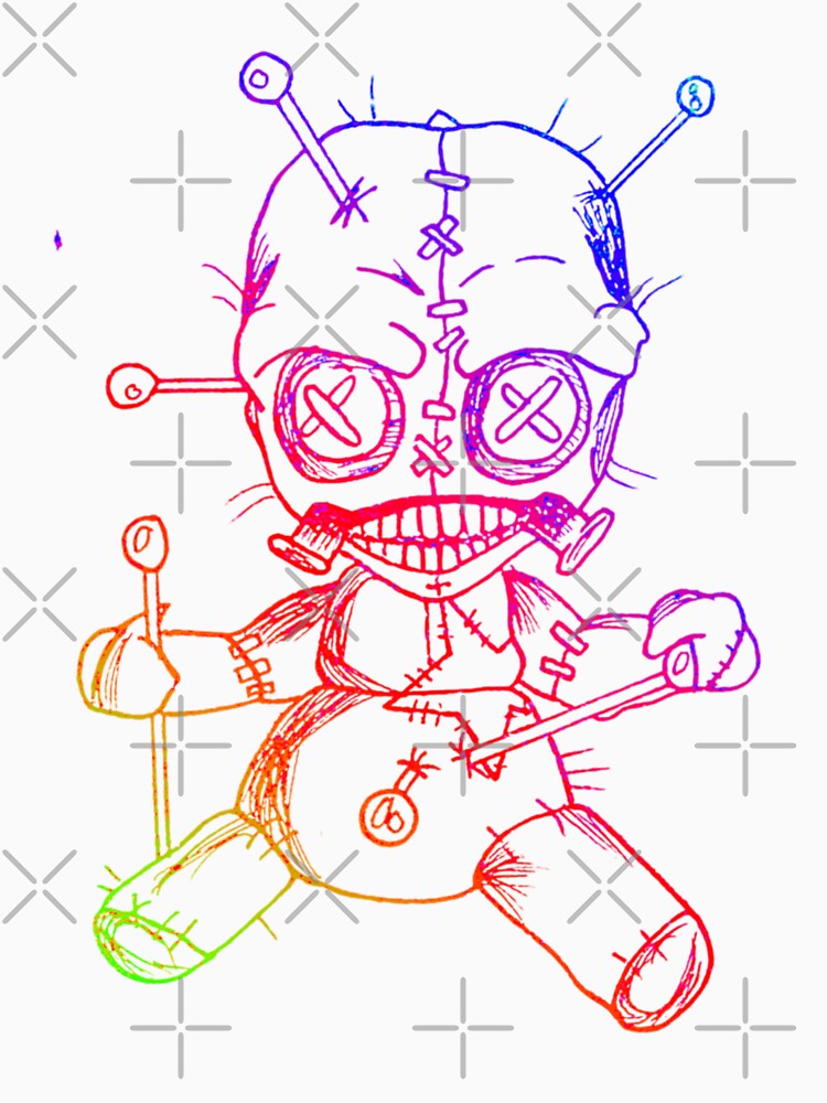 Colorful Curse – Voodoo Doll with Pins by BoneandBloomCo