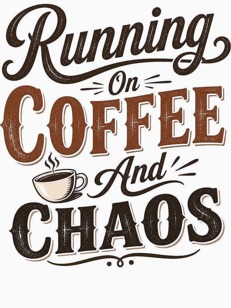 Running on Coffee and Chaos - Vintage Script Design by Irfanmulyana