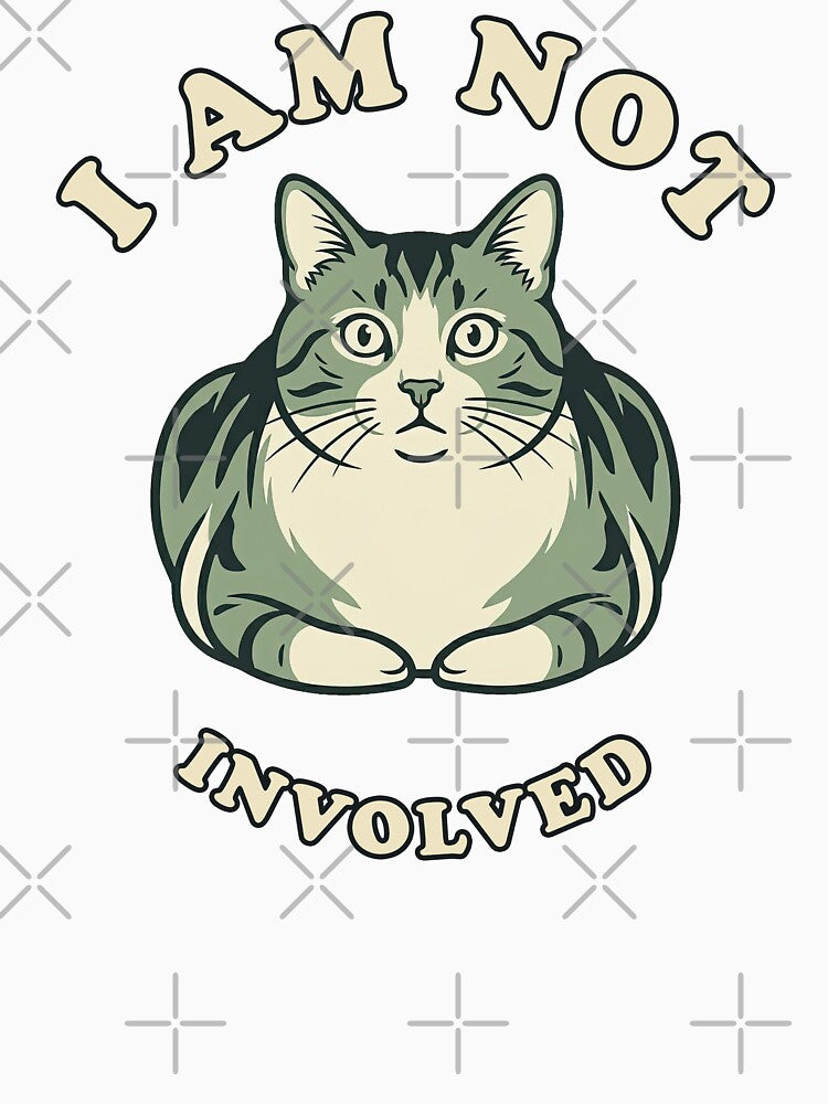 I Am Not Involved | Funny Suspicious Tabby Cat Graphic by Akio Saiko