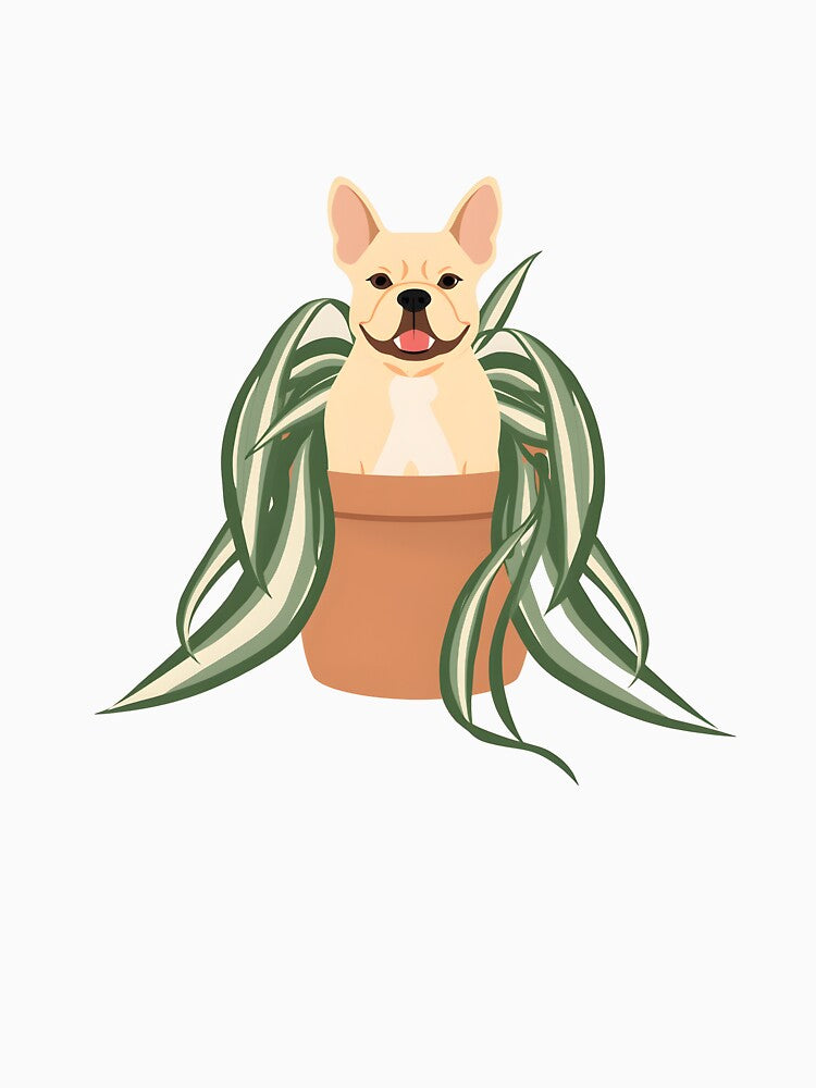 Frenchie & Spider Plant | Pet Safe Botanical Art by NavyB7480