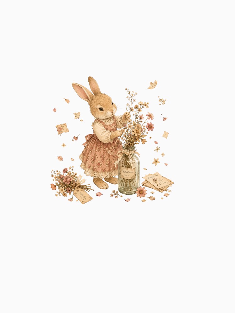 Cute Bunny Dried Flowers Floral Bouquet Coquette Aesthetic by AQUILAKREO