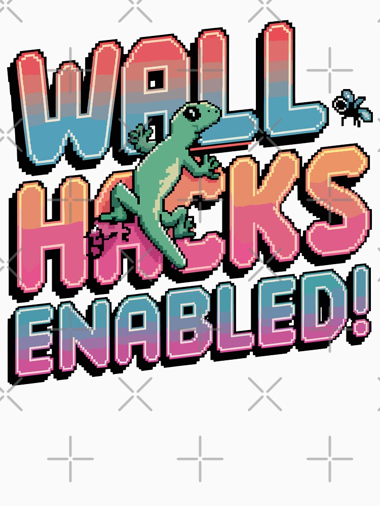 Wall Hacks Enabled – Funny Gaming Lizard Pixel Art by NaturePixel