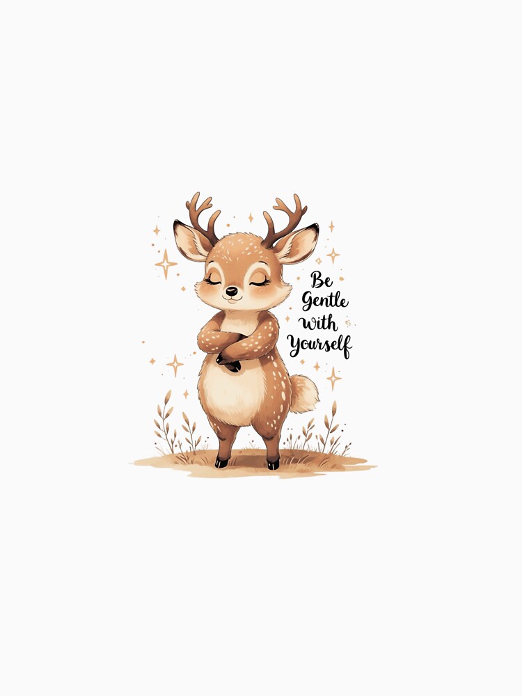 Be Gentle With Yourself Cute Deer Mental Health Watercolor by AQUILAKREO