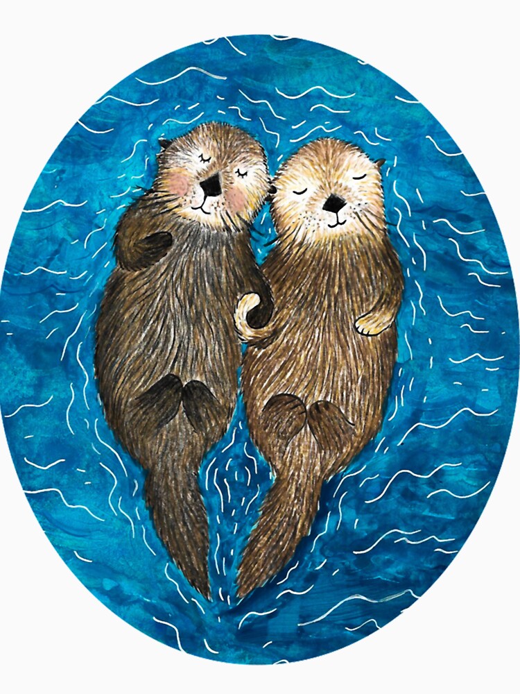 Sea Otters Holding Hands by VickieuBuque