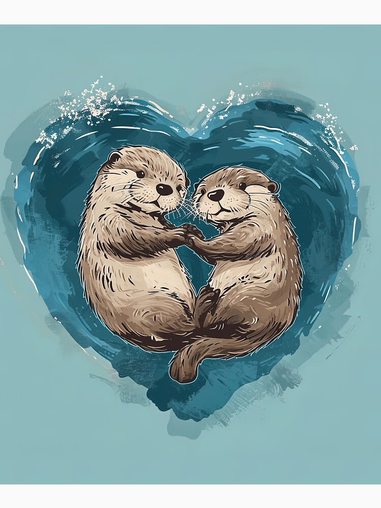 A Whole Otter Love - Otters Swimming Together by Splatter-arts