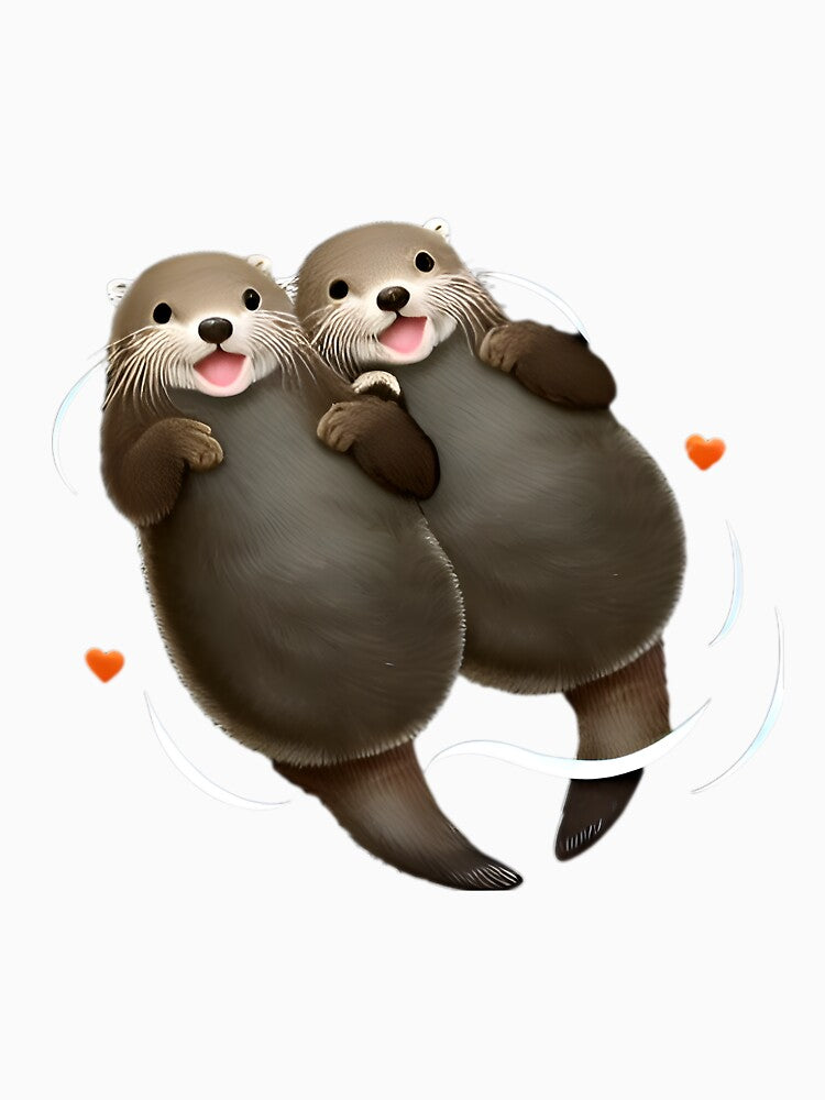 Cute otters floating and holding hands by BabiesNanimals