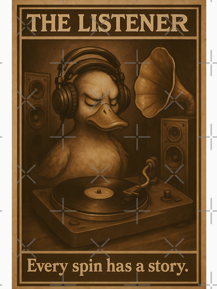 The Listener – Vintage Vinyl Poster (Every Spin Has a Story) by TeeTimeTreasure