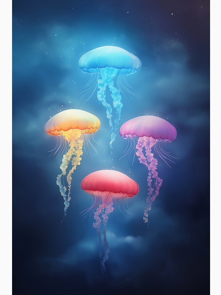Colorful Dancing Jellyfishes by AshiraCreations