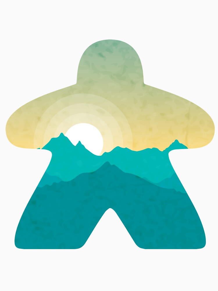 Sunrise over the Mountain Tops Adventure Meeple Board Game Scene by BeamGeeks