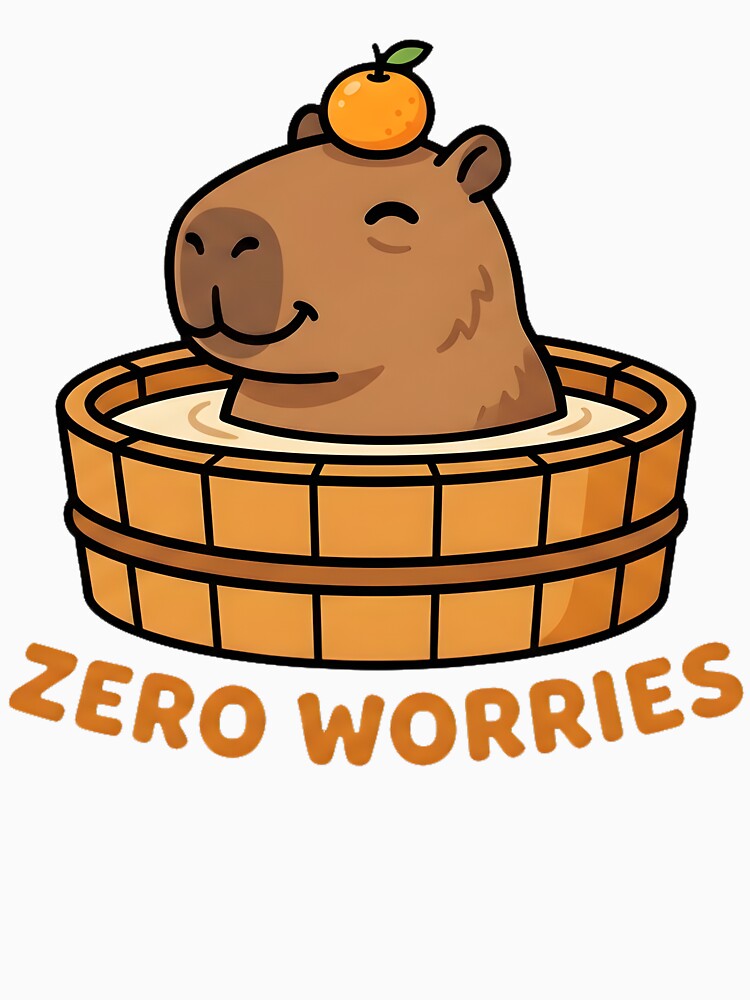 Zero Worries Capybara Relaxing in Hot Tub by webdev27