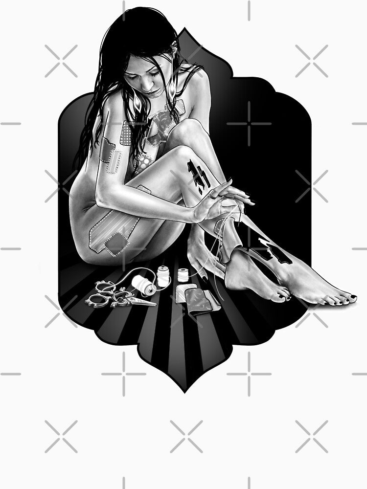 Patch- a portrait (monochromatic illustration on white) by Anicatattoos