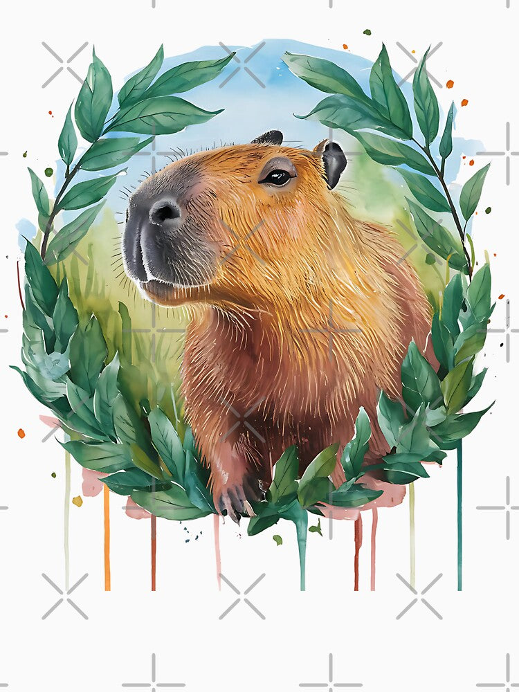 Cute watercolor capybara king of chill by Ann Miu Deluxe