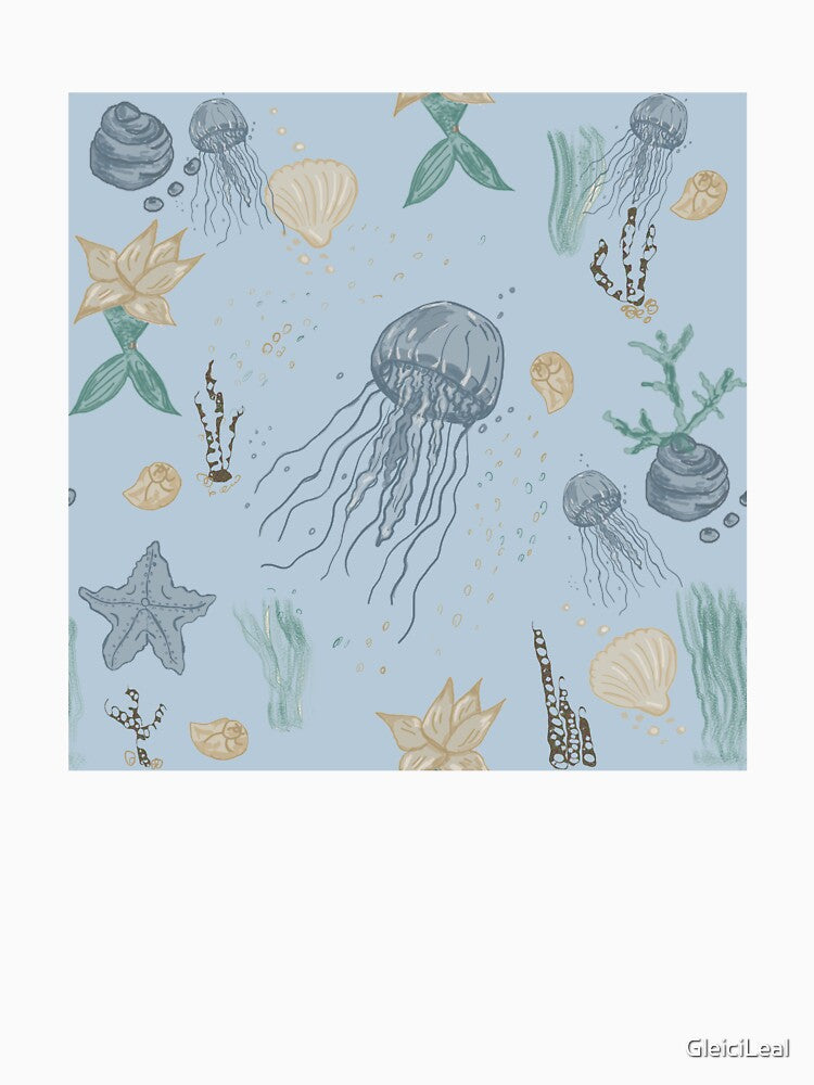 Dreamy Jellyfish Ocean Pattern – Coastal Blue Aesthetic by GleiciLeal