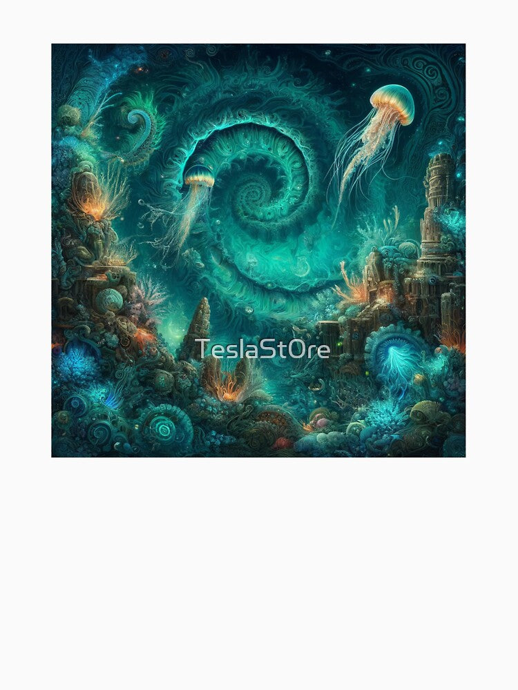 Underwater World of Glowing Jellyfish: Mystical Ocean Depths by TeslaSt0re