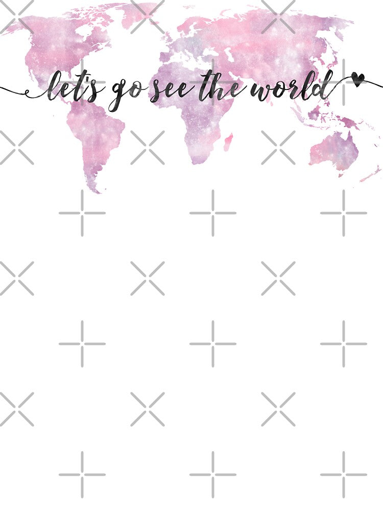 Let's Go See The World | Purple Watercolor World Map | Wanderlust by ABdigitaldesign
