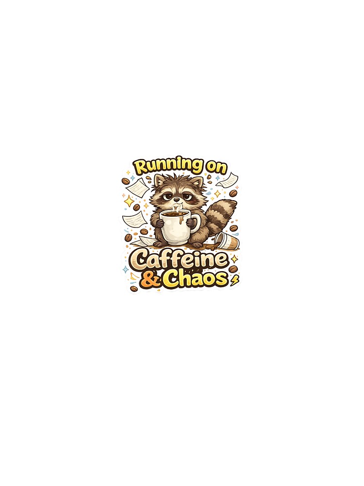 Running on Caffeine and Chaos Funny Coffee Sticker by Dropza