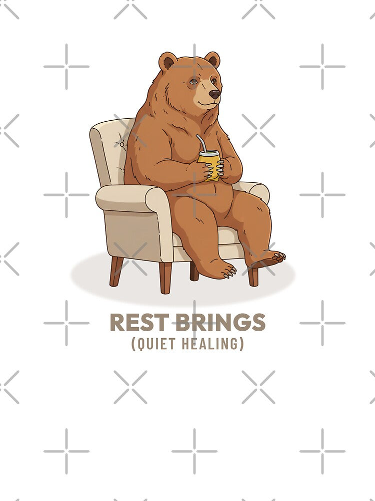 Bear Drinking Mate Slow Living Vintage Aesthetic by COZY VINTAGE animal