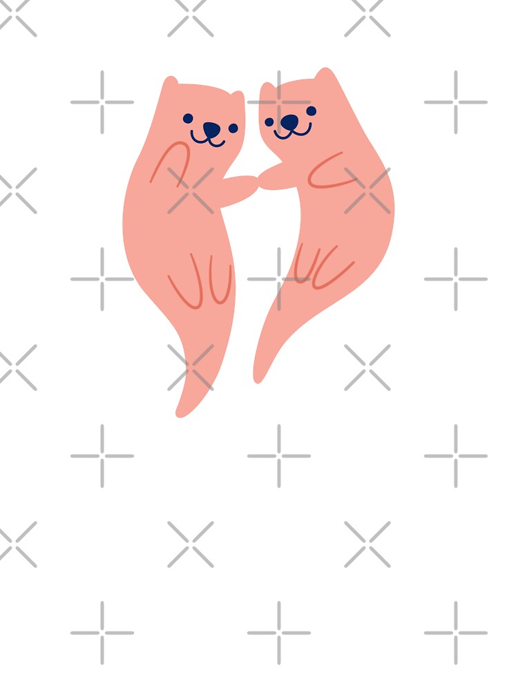 Two Pink Otters Holding Hands by KristyKate