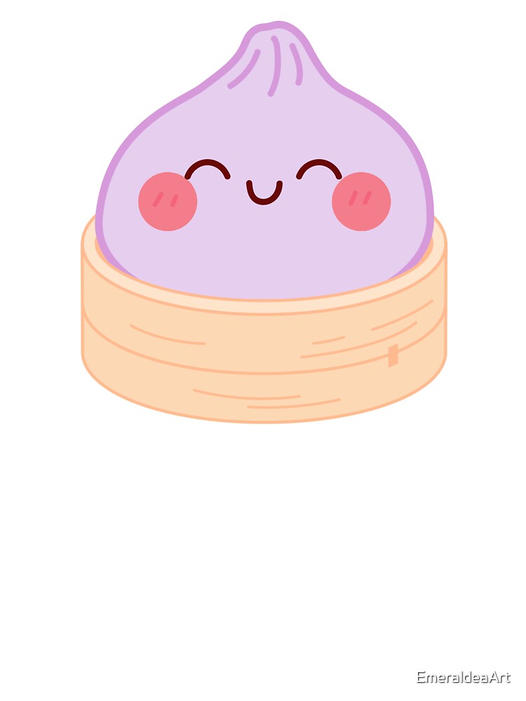 Purple squishy Dumpling in bamboo steamer basket by EmeraldeaArt