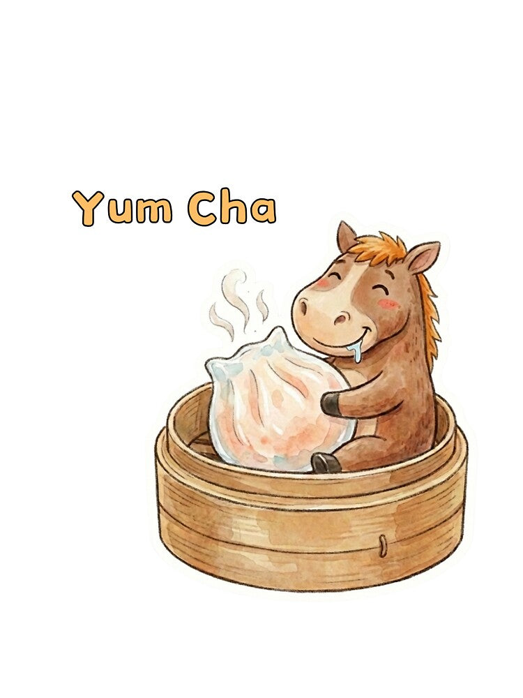 Yum Cha Lover - Cute Horse in Dim Sum Basket by NicoleLeung028