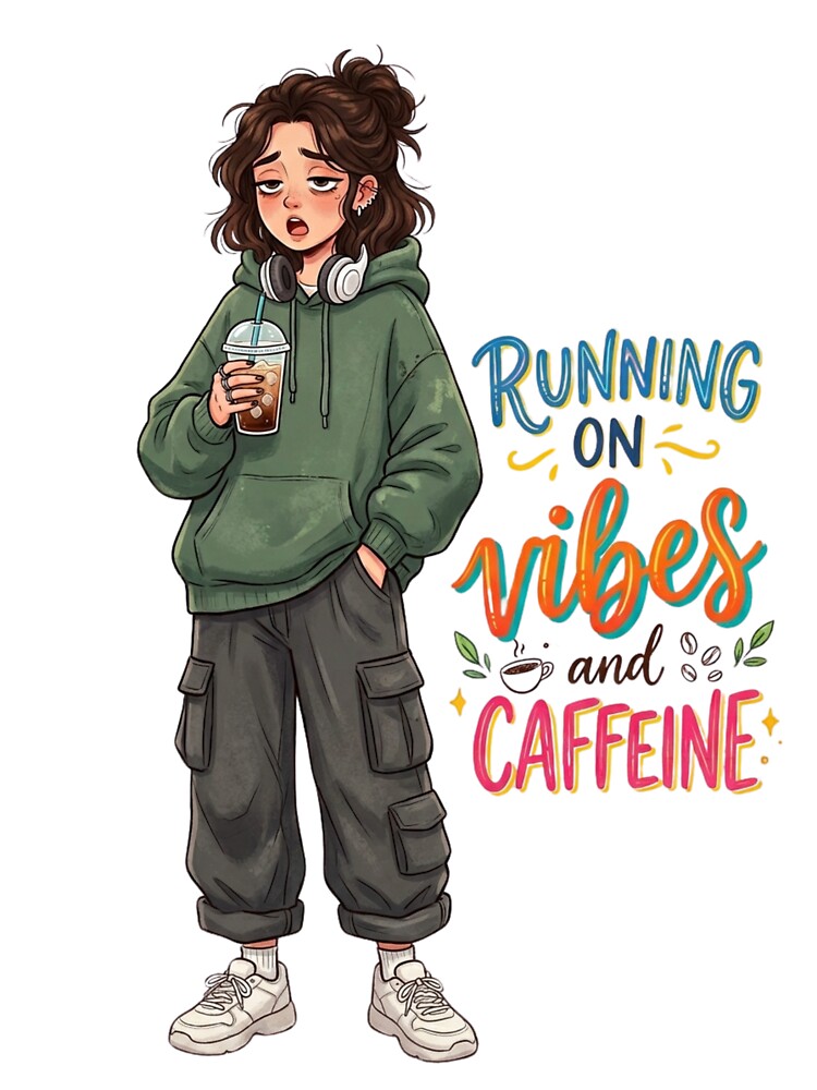 Running on Vibes and Caffeine by StickVerse by Owais