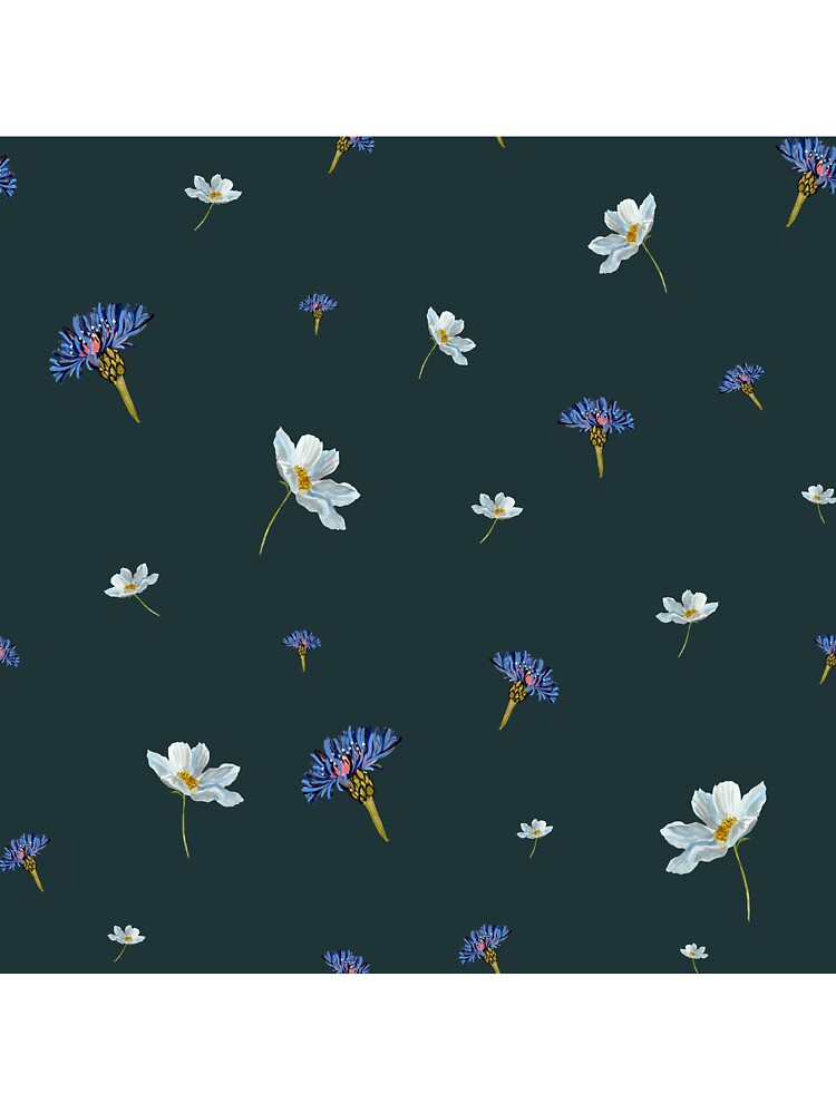 Flower blue daisy pattern seamless a watercolor blue by Yana Mustafina | Boho Soulful Designs