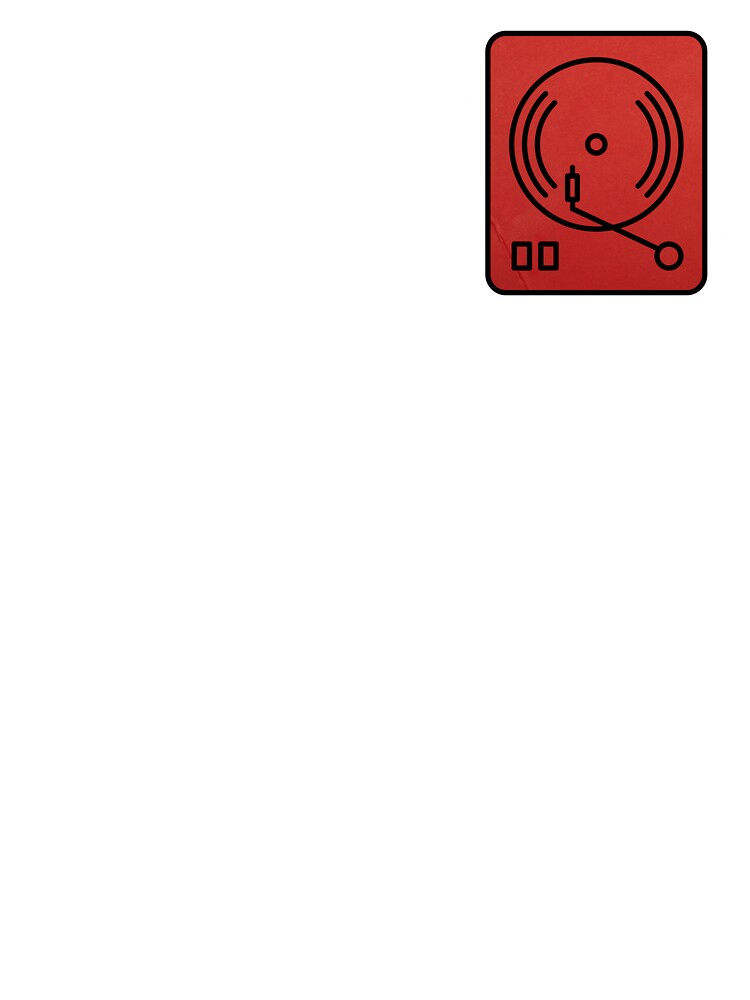 Retro Vinyl Record Player Minimalist Red Line Art by wuubby