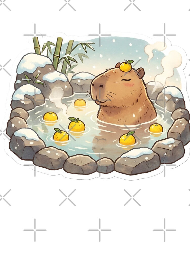 Capybara Hot Spring Yuzu Bath Chill Winter by StickyGuys