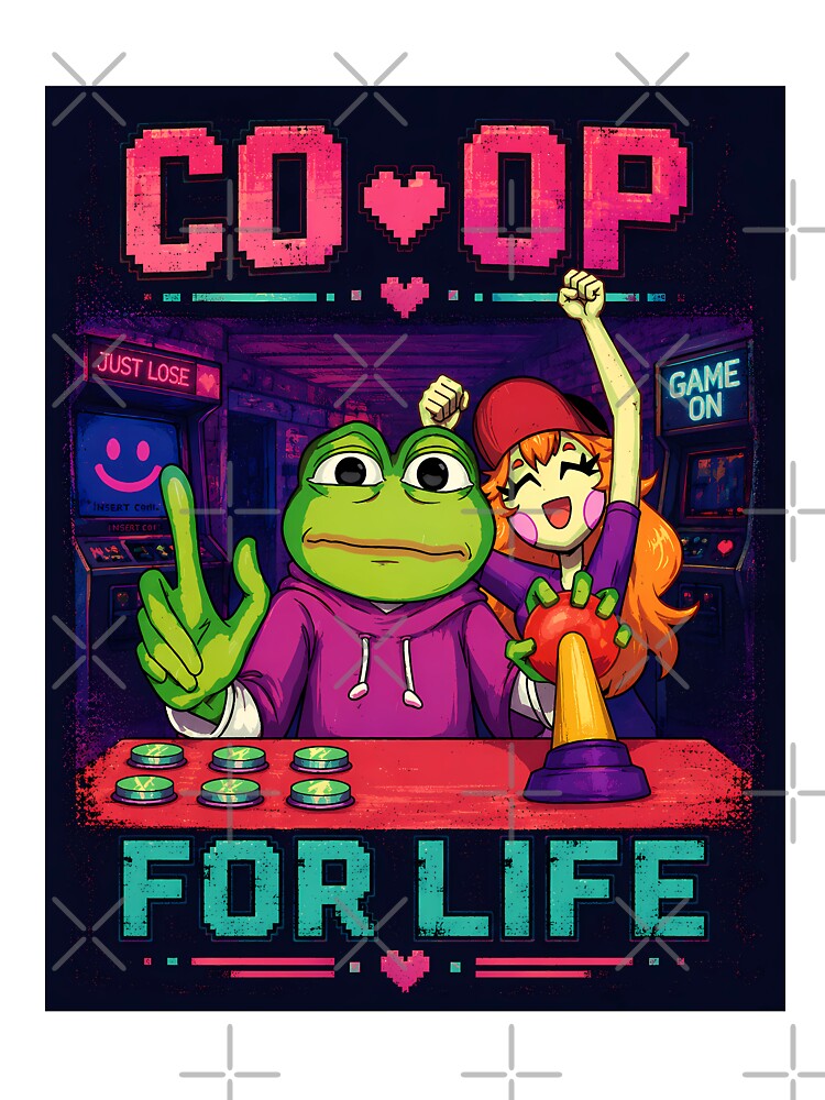 Pepe Frog Gamer Couple Funny Meme | Retro Arcade Shirt | Co-Op For Life by VinBasis