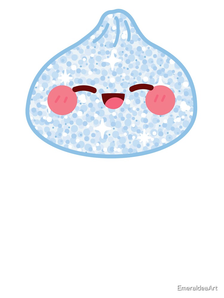 Kawaii Blue Glitter Squishy Dumpling – Cute Food Character Design by EmeraldeaArt