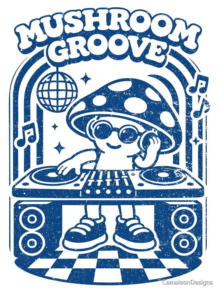 Mushroom Groove DJ Retro Music Vibes by CamaleonDesigns