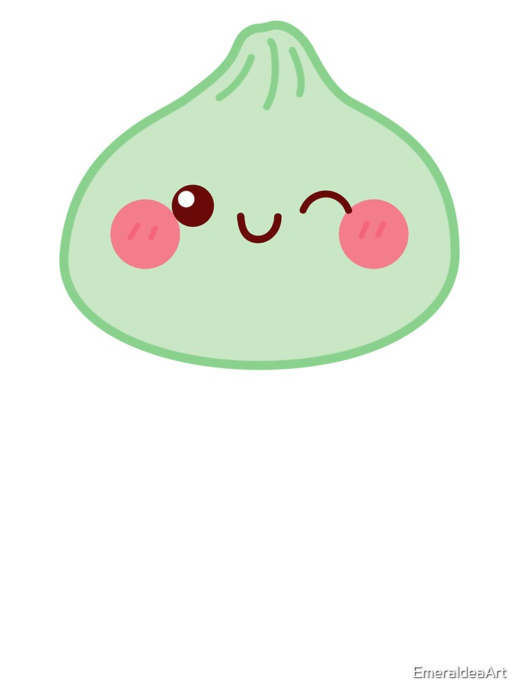 Green squishy Dumpling – Cute Kawaii Food Character Design by EmeraldeaArt