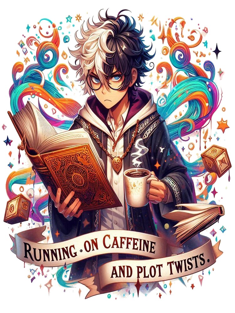 Running on Caffeine and Plot Twists Fantasy Reader Design by BookedAndDesign