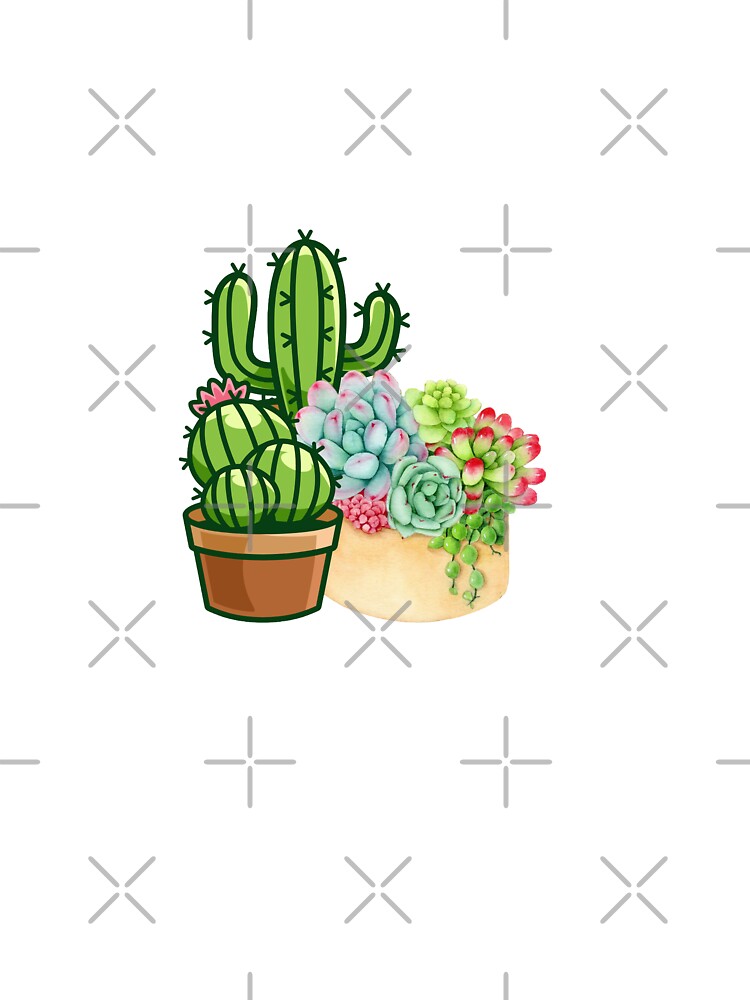 Watercolor Succulent Garden and Cactus Pot Art by Akira Design Store