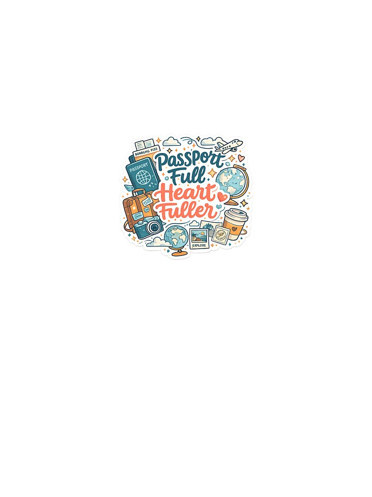 Passport Full, Heart Fuller Travel Sticker by Tk-Arts200