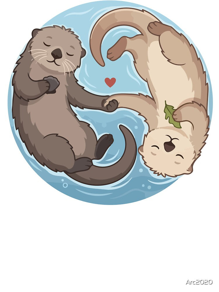 Cute Sea Otters Holding Hands Yin Yang Circle by Arc2020