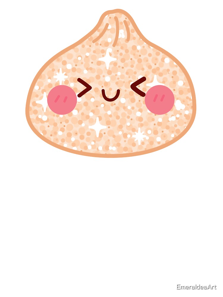 Peach Orange Gold Glitter squishy Dumpling – Cute Kawaii Food Character Design by EmeraldeaArt