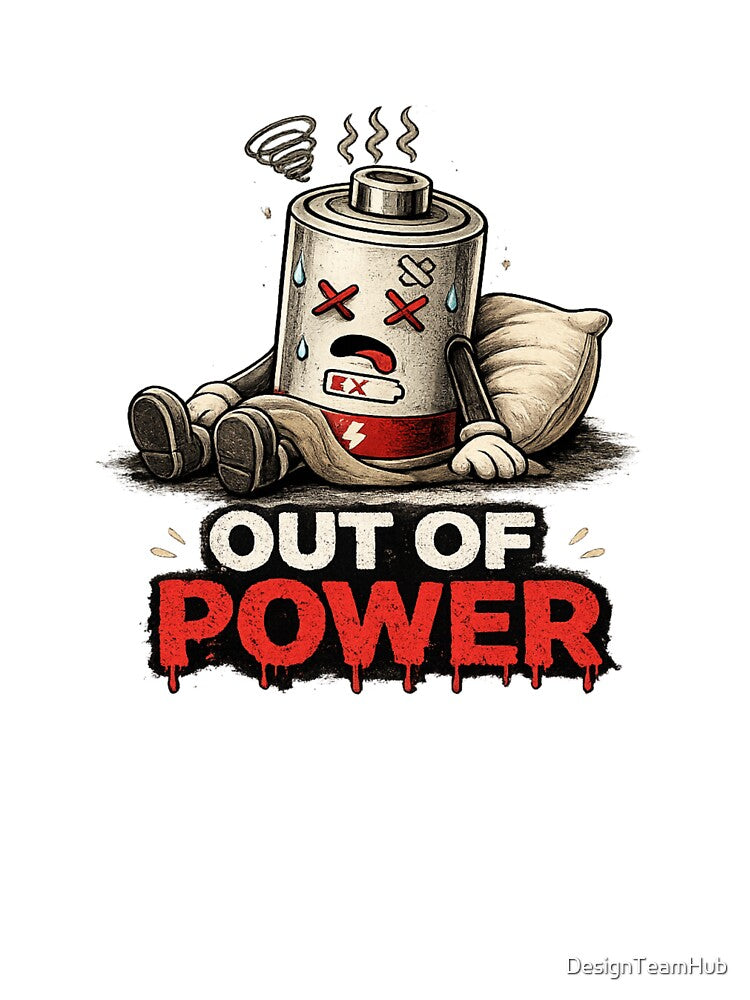 Out of Power Shirt – Dead Battery Tee by DesignTeamHub
