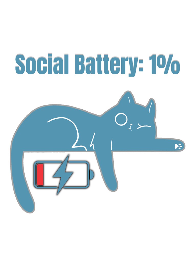 Social Battery 1% Funny Introvert Cat by Talisprojekt