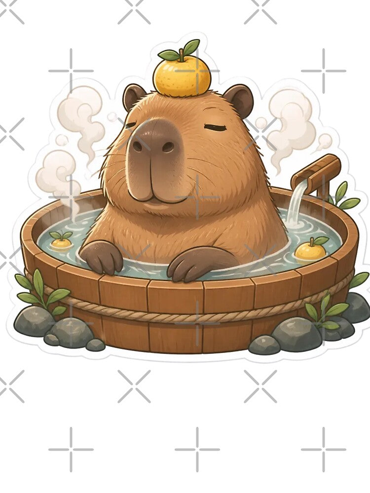 Capybara Hot Spring Zen Cute Animal by StickyGuys