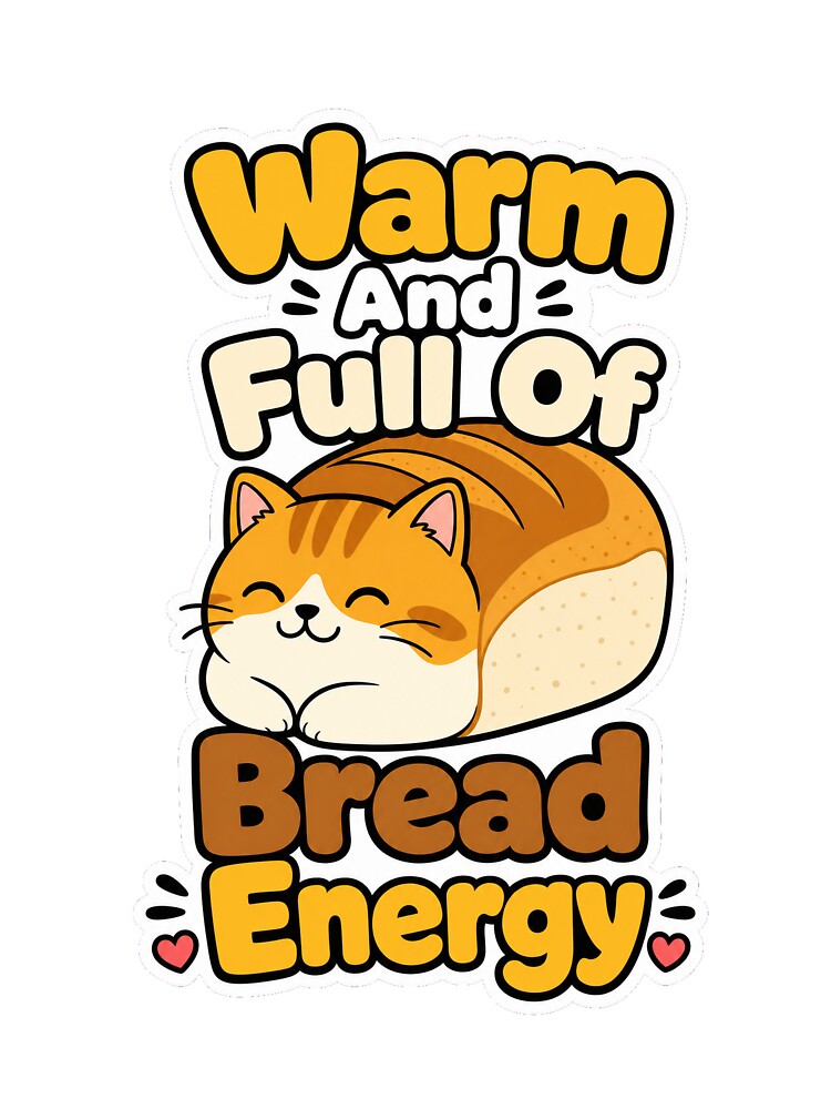 Warm And Full Of Bread Energy Funny Cat by VisualArtsOasis