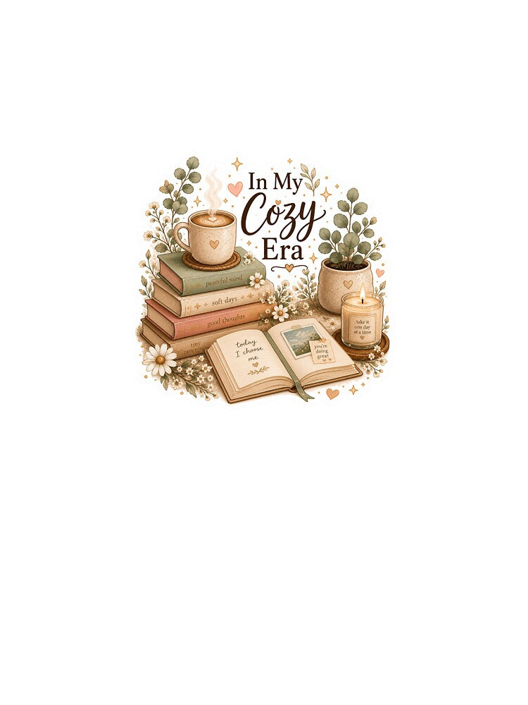 In My Cozy Era Sticker | Book Lover Coffee Aesthetic | Cozy Lifestyle Watercolor by MUSA'S