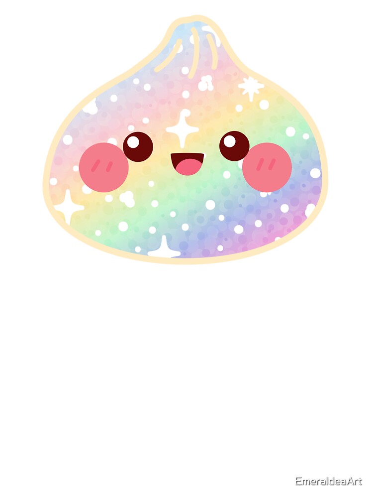 Kawaii Rainbow Glitter Squishy Dumpling – Cute Food Character Design by EmeraldeaArt