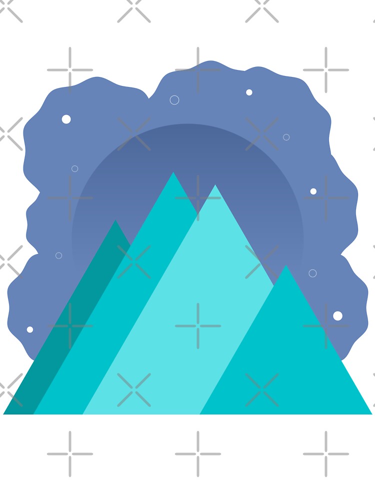 TEAL MOUNTAINS PURPLE NIGHT SKY MINIMALIST ILLUSTRATION Purple BG by MiraiDesigns by miraidesigns