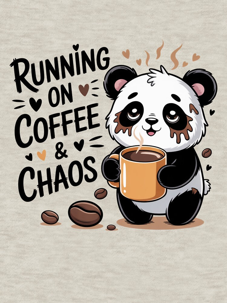 Running on Coffee & Chaos ? – Tired Panda Kawaii T-Shirt by Ashley critters