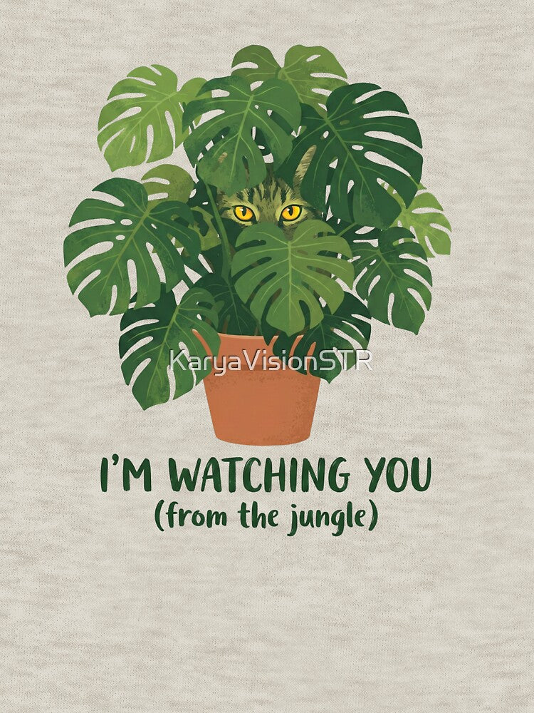The Cat is Watching - Funny Cat & Houseplant Graphic by KaryaVisionSTR