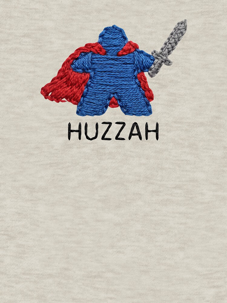 Cute Embroidered Huzzah Meeple with Sword by TackyTime