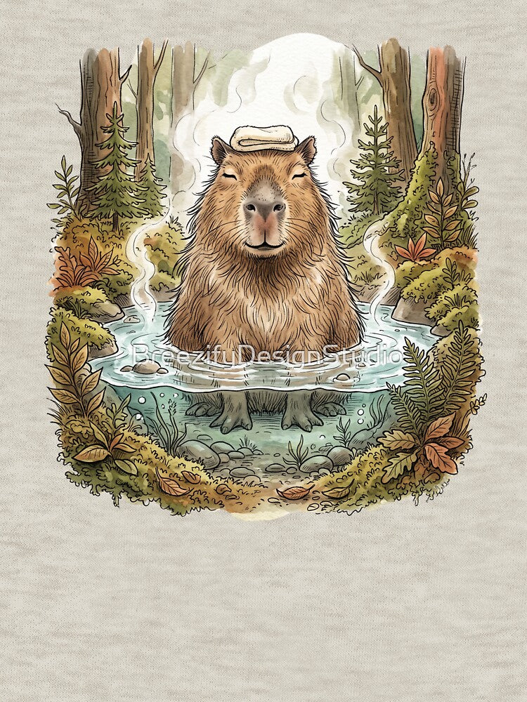 Cute Capybara Hot Spring Onsen Relaxing Forest Spa by BreezifyDesignStudio