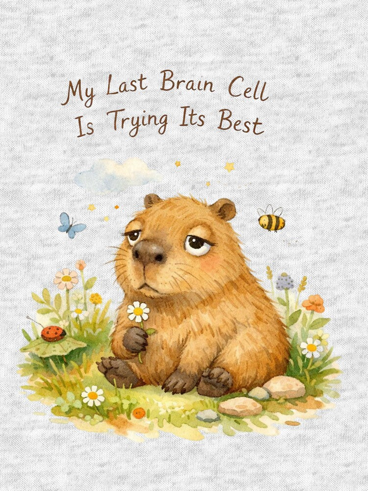 My Last Brain Cell Capybara Watercolor Art by Print Loft