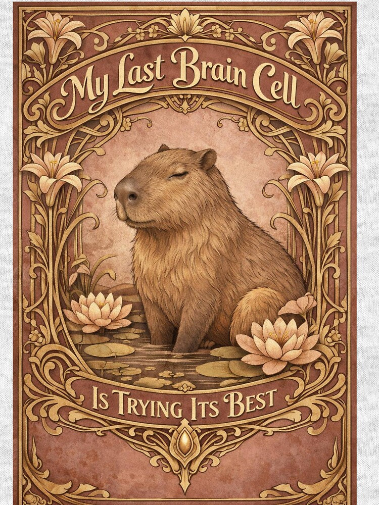 My Last Brain Cell Capybara Art Nouveau by Print Loft
